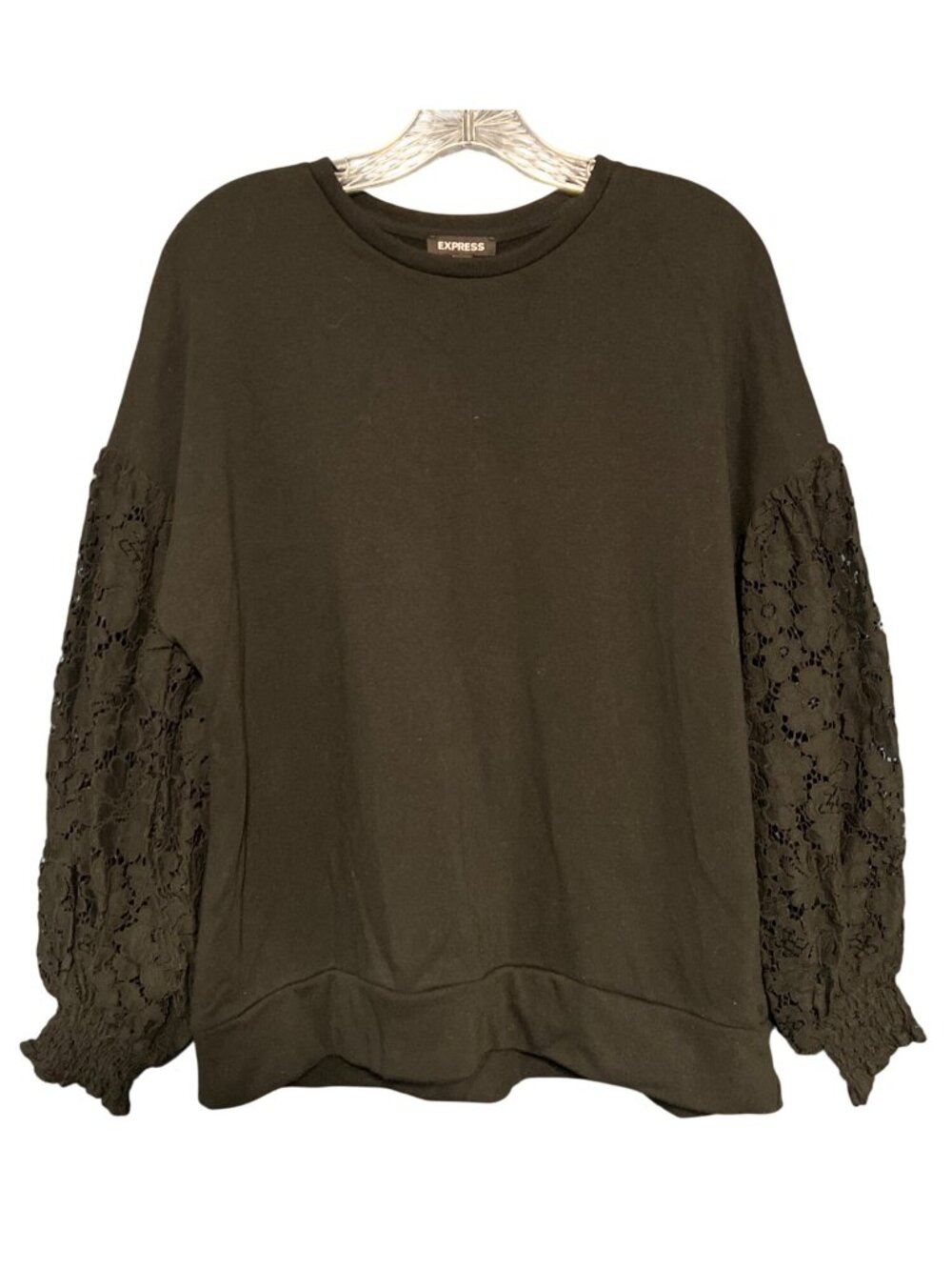 Express Black Sweatshirt With Lace Sleeves M